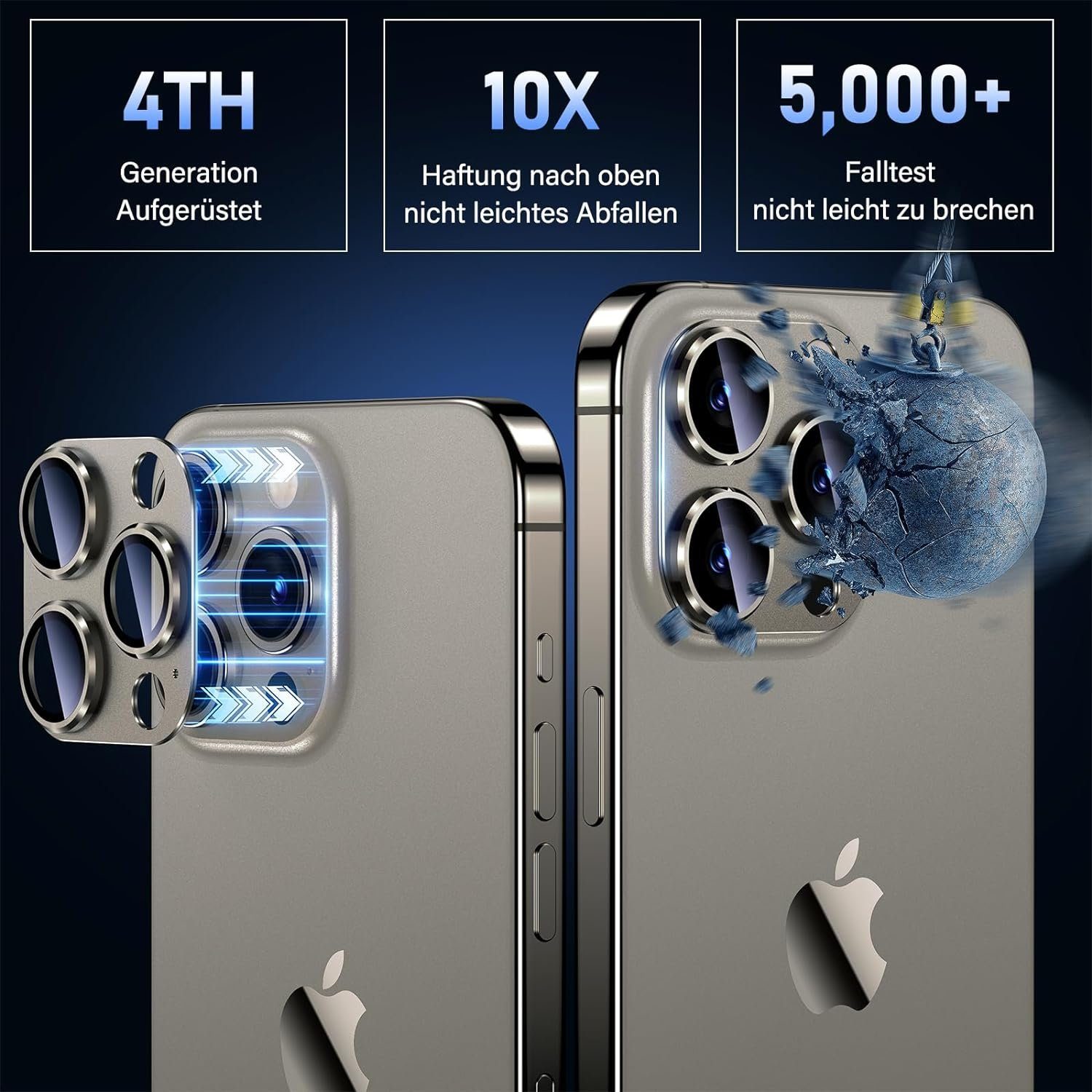 MSM Kameraschutzglas 3D Kameraglas für Apple iPhone 15 Pro/15 Pro Max Schutz Panzerfolie