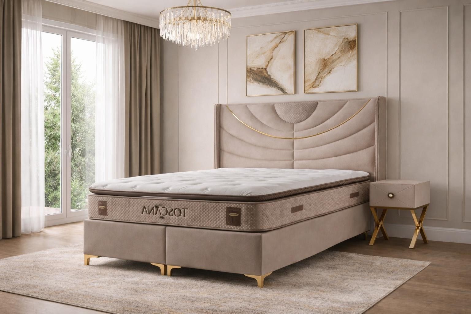 Xlmoebel Boxspringbett Modernes Bett mit weicher Polsterung und Stauraum (Boxspringbett mit Stauraum), Made in Europa