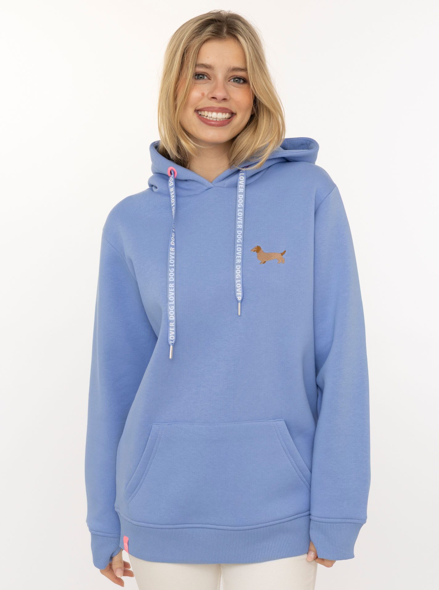 Zwillingsherz Hoodie "Kleiner Dackel" "Dackel"-Stickerei, bedruckter Kordelzug, Kängurutasche