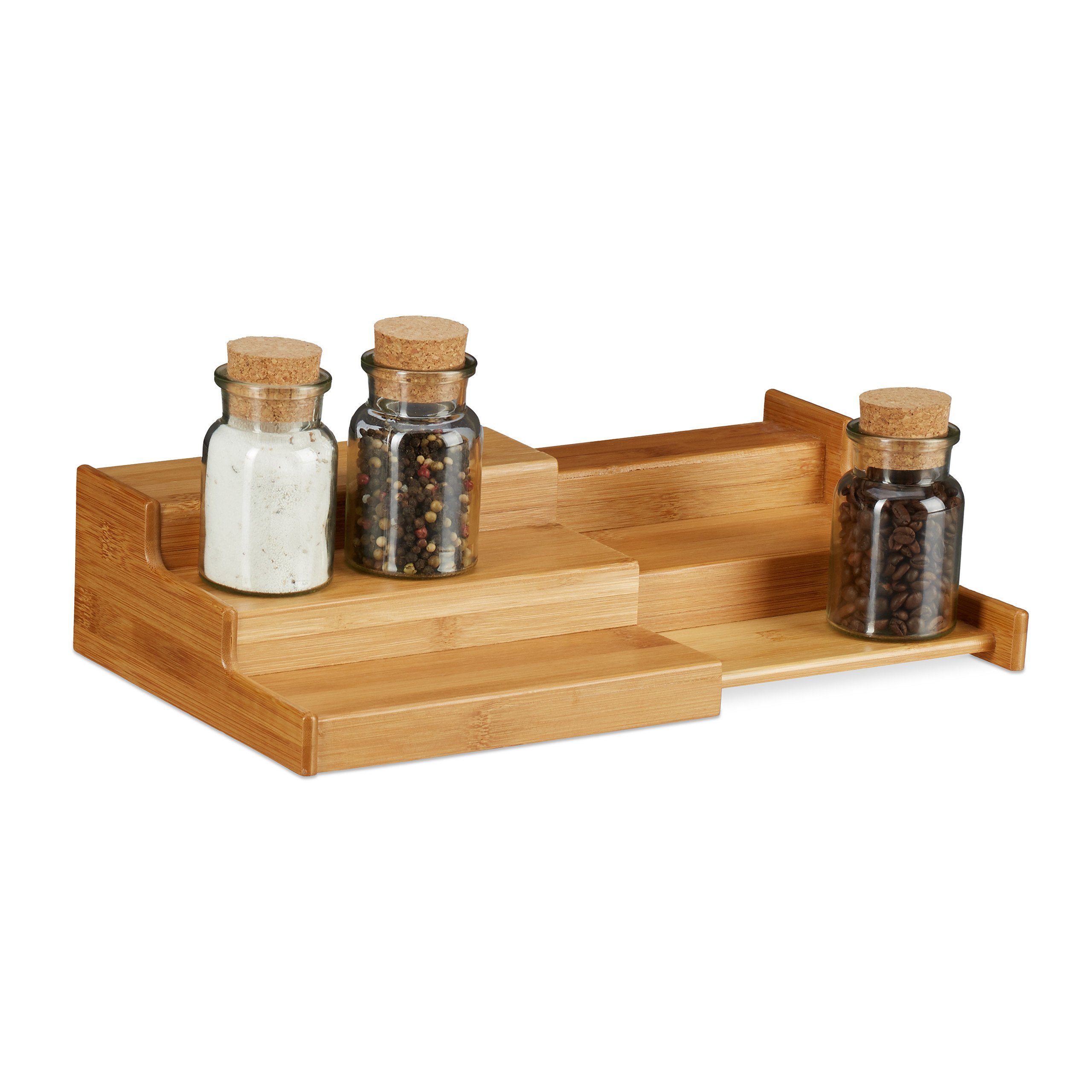 relaxdays Gewürzregal Bambus Gewürzregal ausziehbar 3 günstig online kaufen