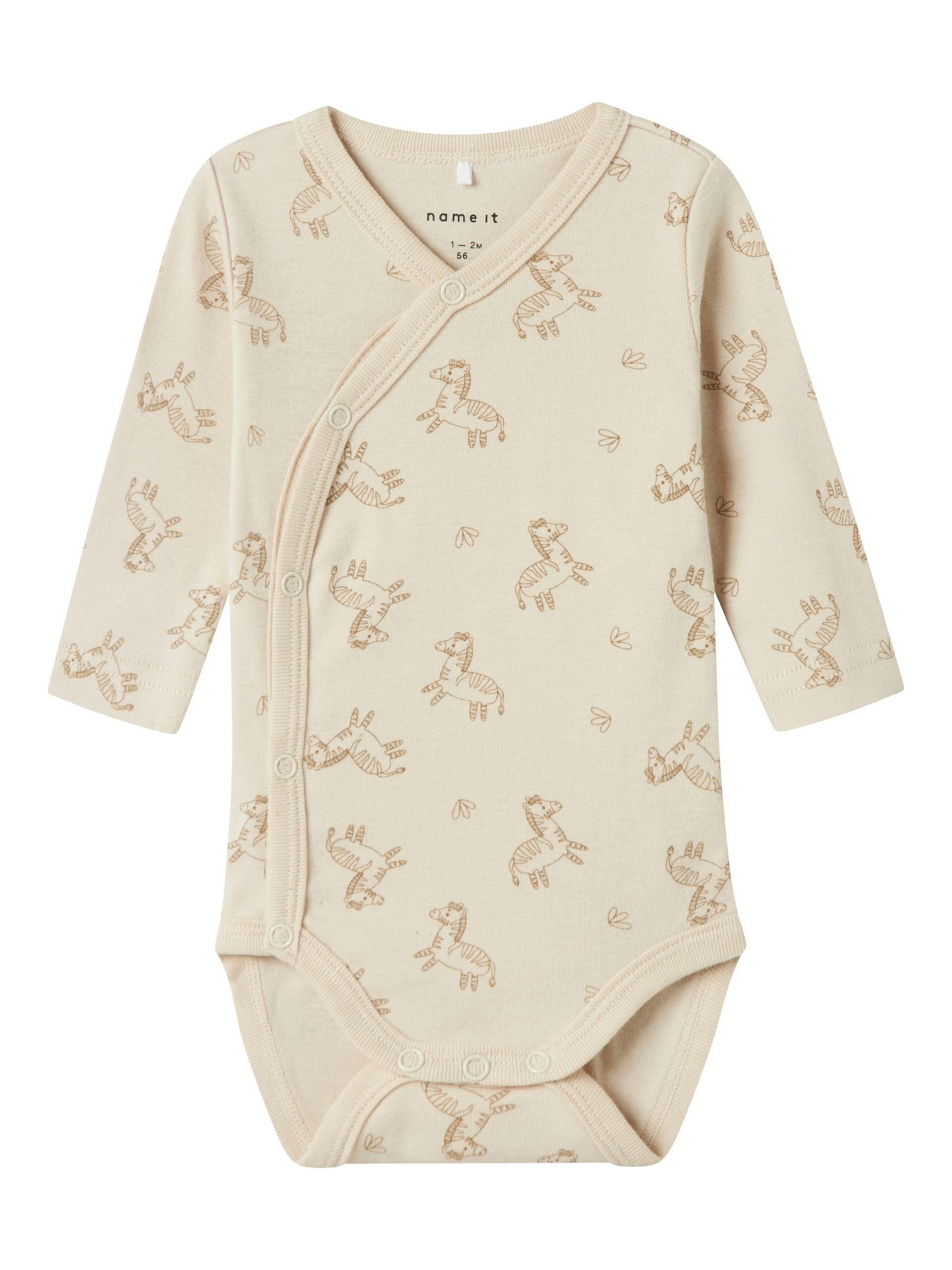 Name It Langarmwickelbody (2-tlg) NBNBODY 2P LS WRAP RAINY DAY ZEBRA