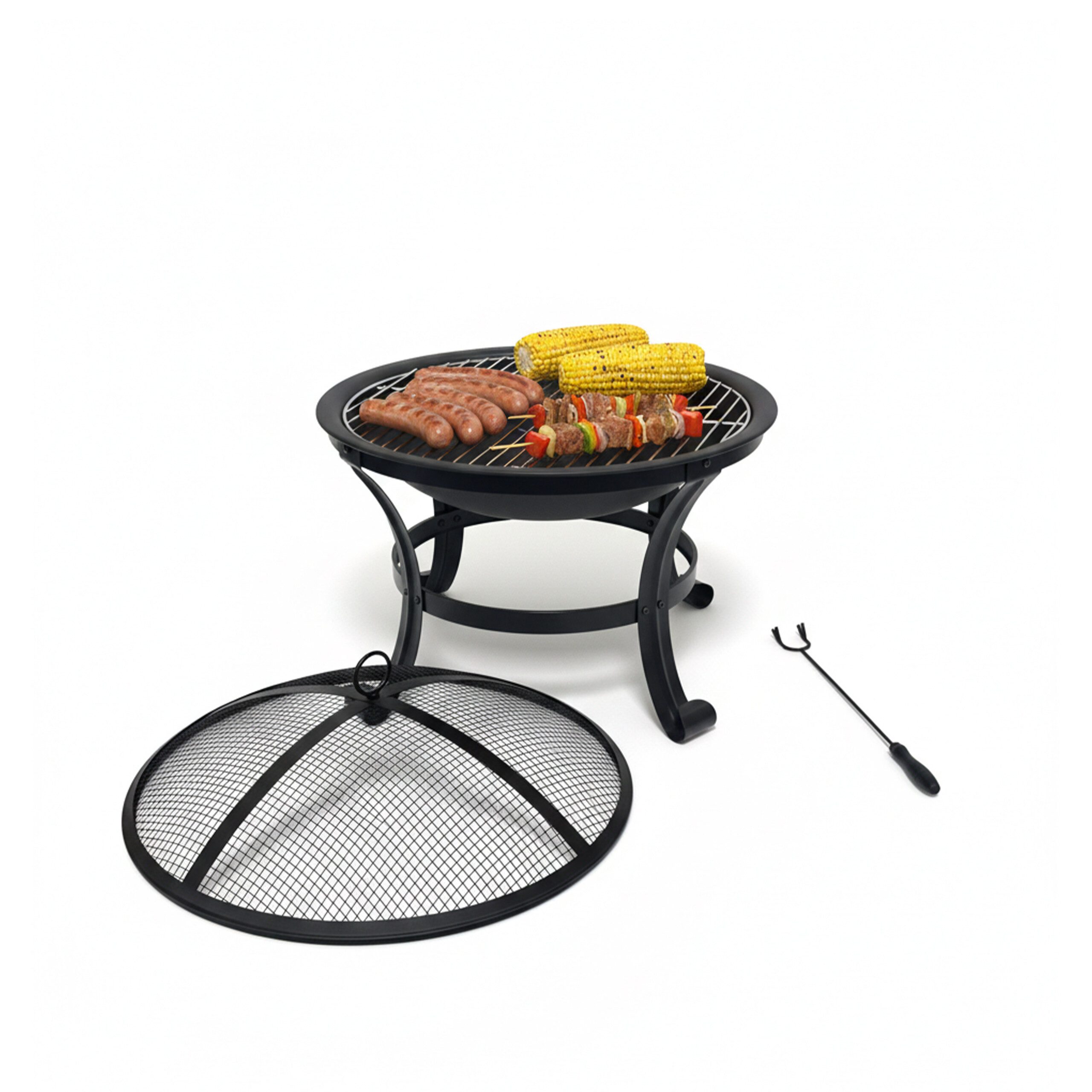 relaxdays Feuerschale mit Grillrost