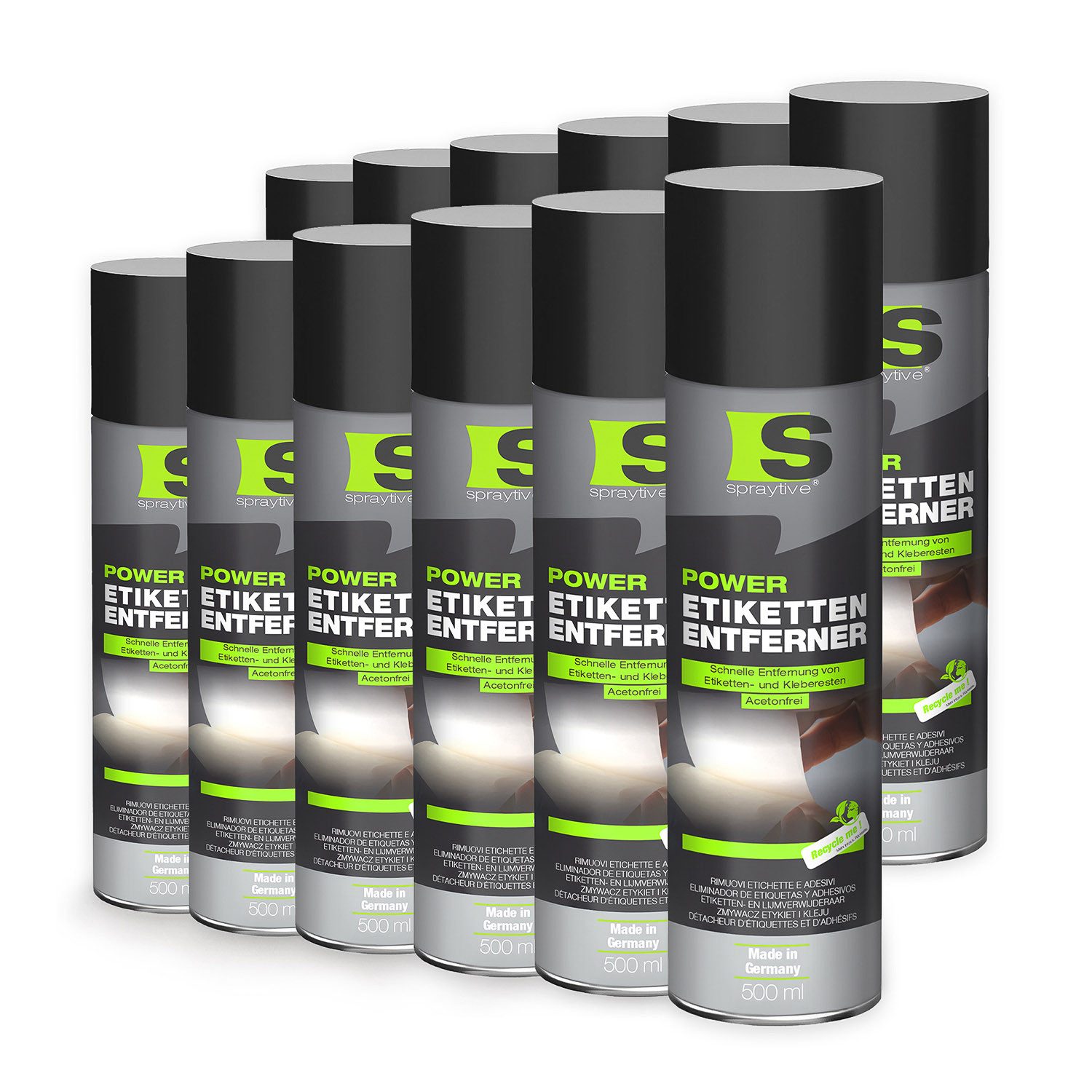 Spraytive 12x 500ml Etikettenentferner – Entfernt Aufkleber & Klebereste schnell Allzweckreiniger (Made in Germany)