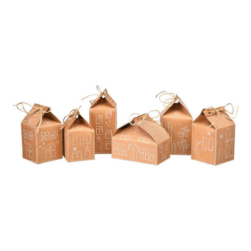 Depot Geschenkbox Geschenkboxen-Set Haus (Packung, 6 Geschenkboxen in unterschiedlichen Größen und Designs)