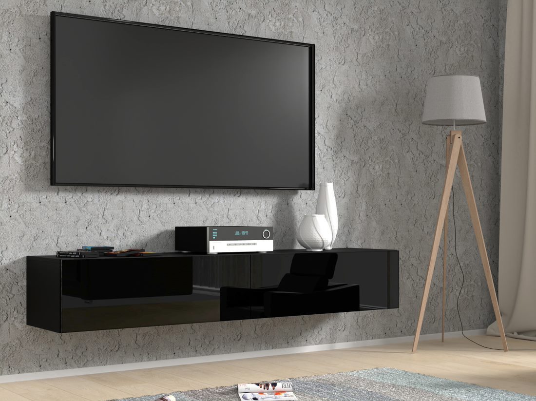 Raumhirsch Furniture Lowboard TV Schrank, RTV Möbel, Wohnmöbel (Maße: 180 x 40 x 30 (H) cm, 2 Klappen), Hochglanz, Stabile Konstruktion, Einfache Selbstmontage