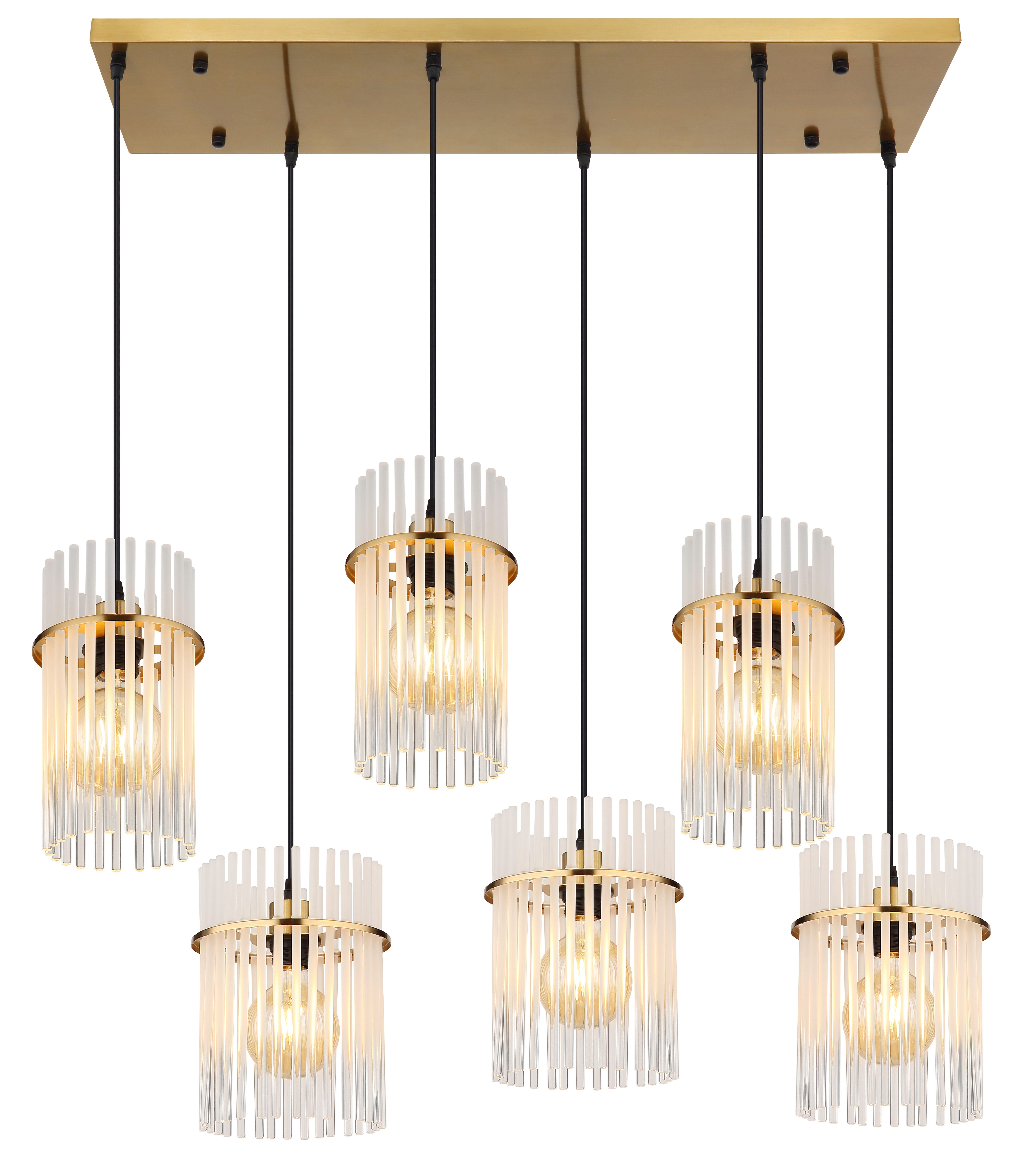 GLOBO LIGHTING Hängeleuchte GORLEY, ohne Leuchtmittel, Hängelampe Glasstäbe opal klar verlaufend elegant Wohnzimmer Esszimmer