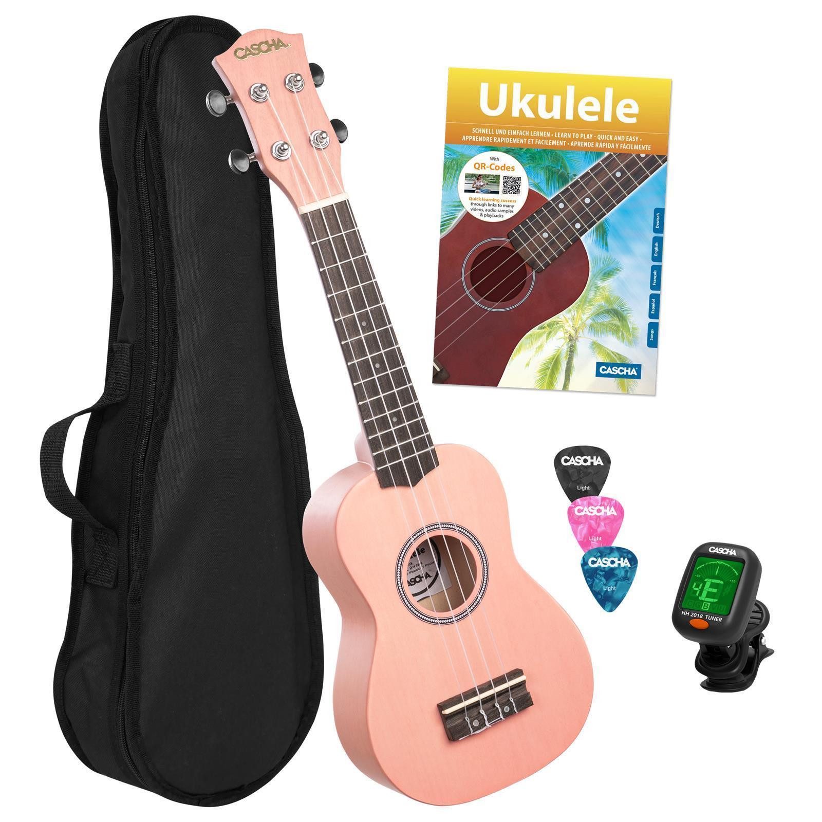 Cascha Ukulele Linde - Pink, Bundle, Komplett-Set