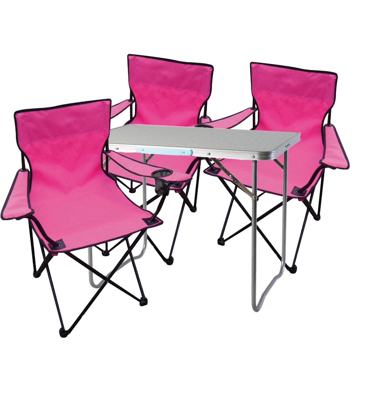 Mojawo Essgruppe 4-teiliges Campingmöbel Set pink Tisch+Campingstühle mit Tasche