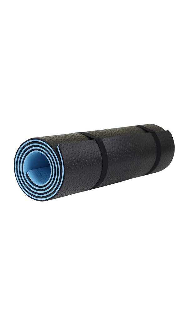 Yogamatte Fitness YM06 Premium blau/schwarz 180x60x0,8cm