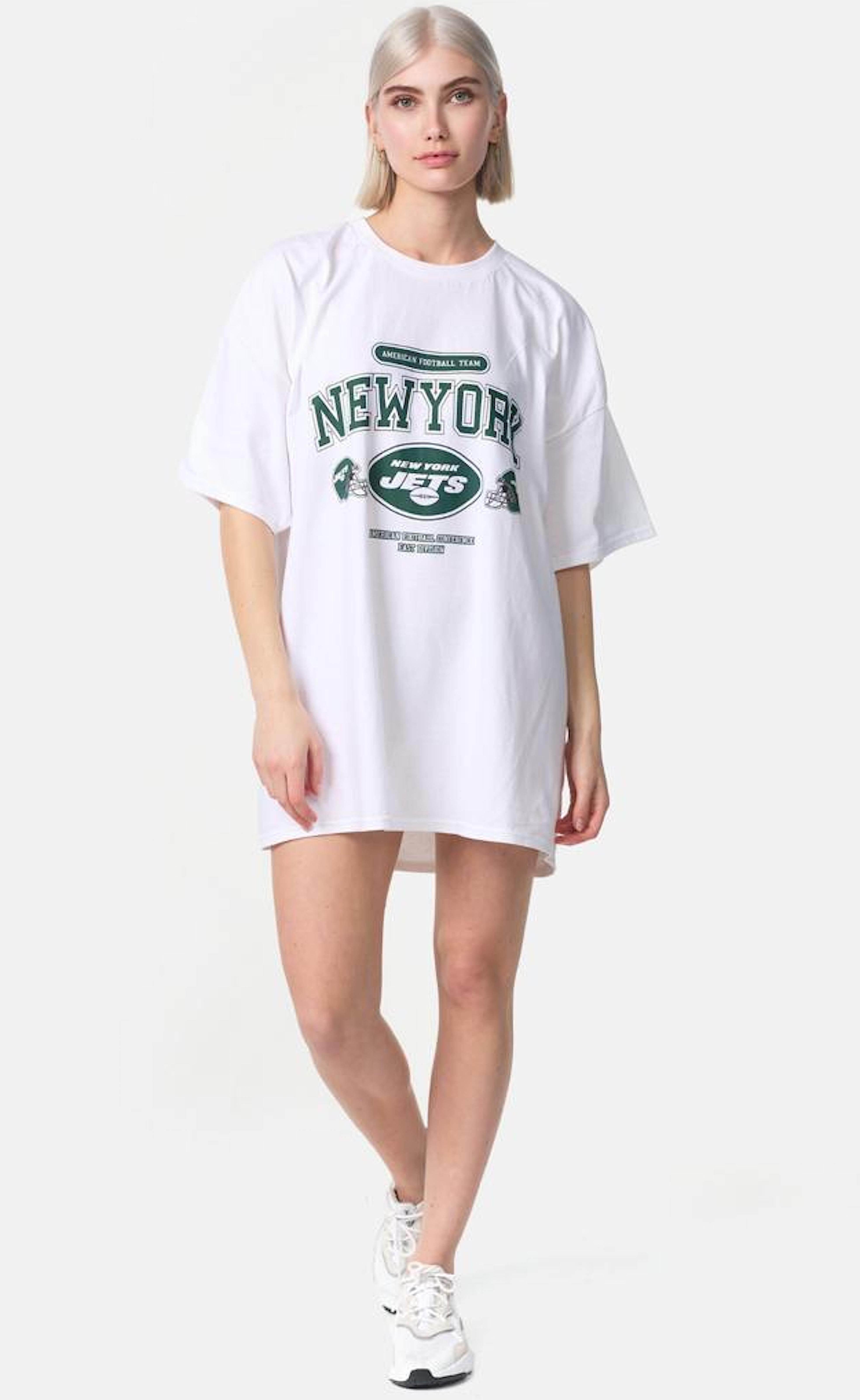 Worldclassca T-Shirt Worldclassca Oversized NEW YORK Print T-Shirt lang Tee Sommer Oberteil Weiß