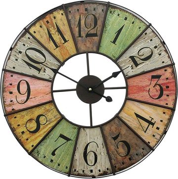 Dekoleidenschaft Wanduhr "Colors" aus Holz & Metall im Vintage Stil, groß Ø 50 cm, analog Uhr