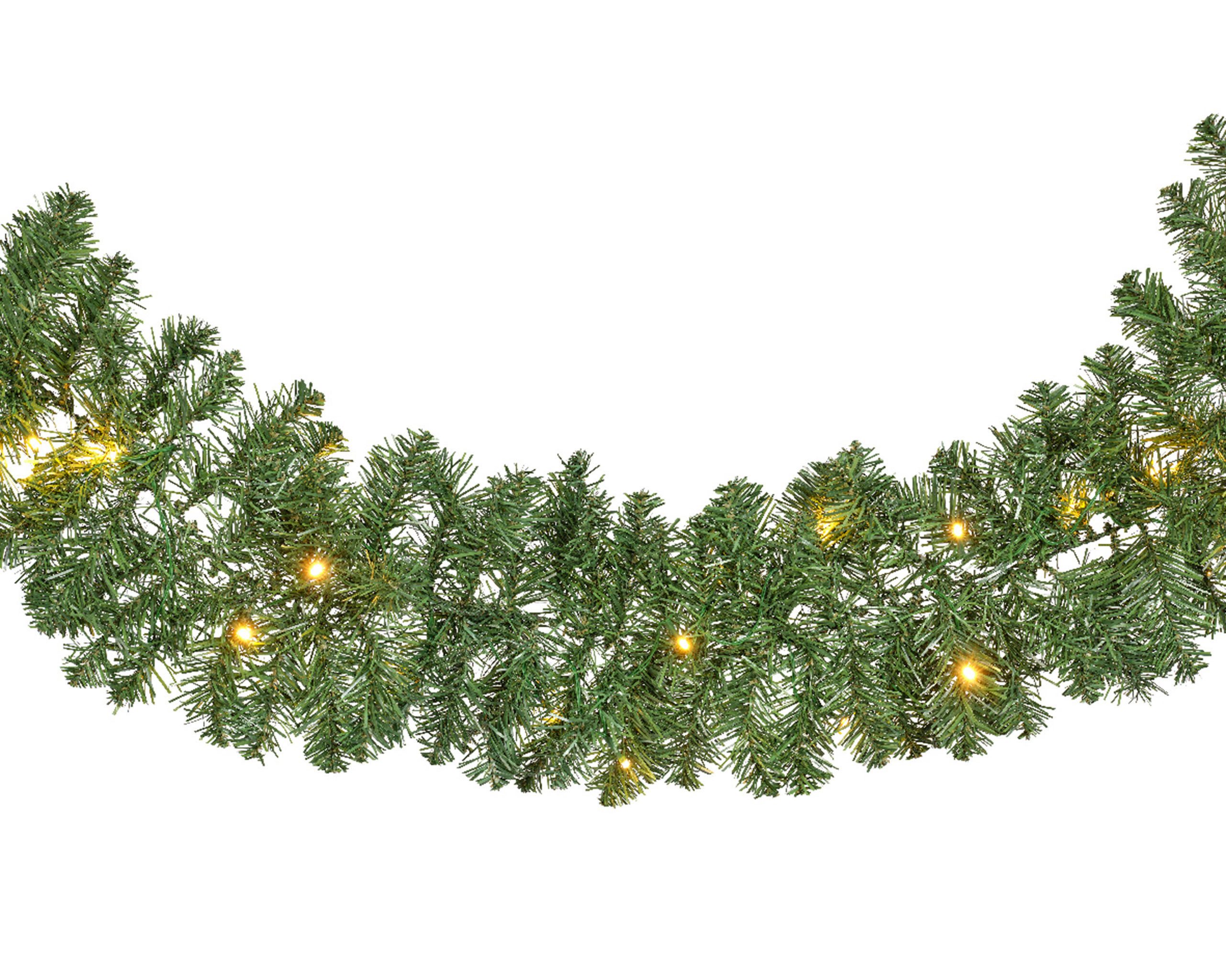 Lumineo LED-Girlande, Tannengirlande 12cm künstlich mit LED Indoor & Outdoor 2,7m Warmweiß