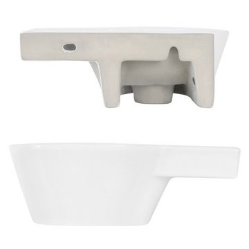 LuxeBath Waschbecken Aufsatzwaschbecken aus Keramik für Badezimmer/Gäste-WC, Handwaschbecken Oval 37,5x19x14 cm Weiß rechts Hahnloch