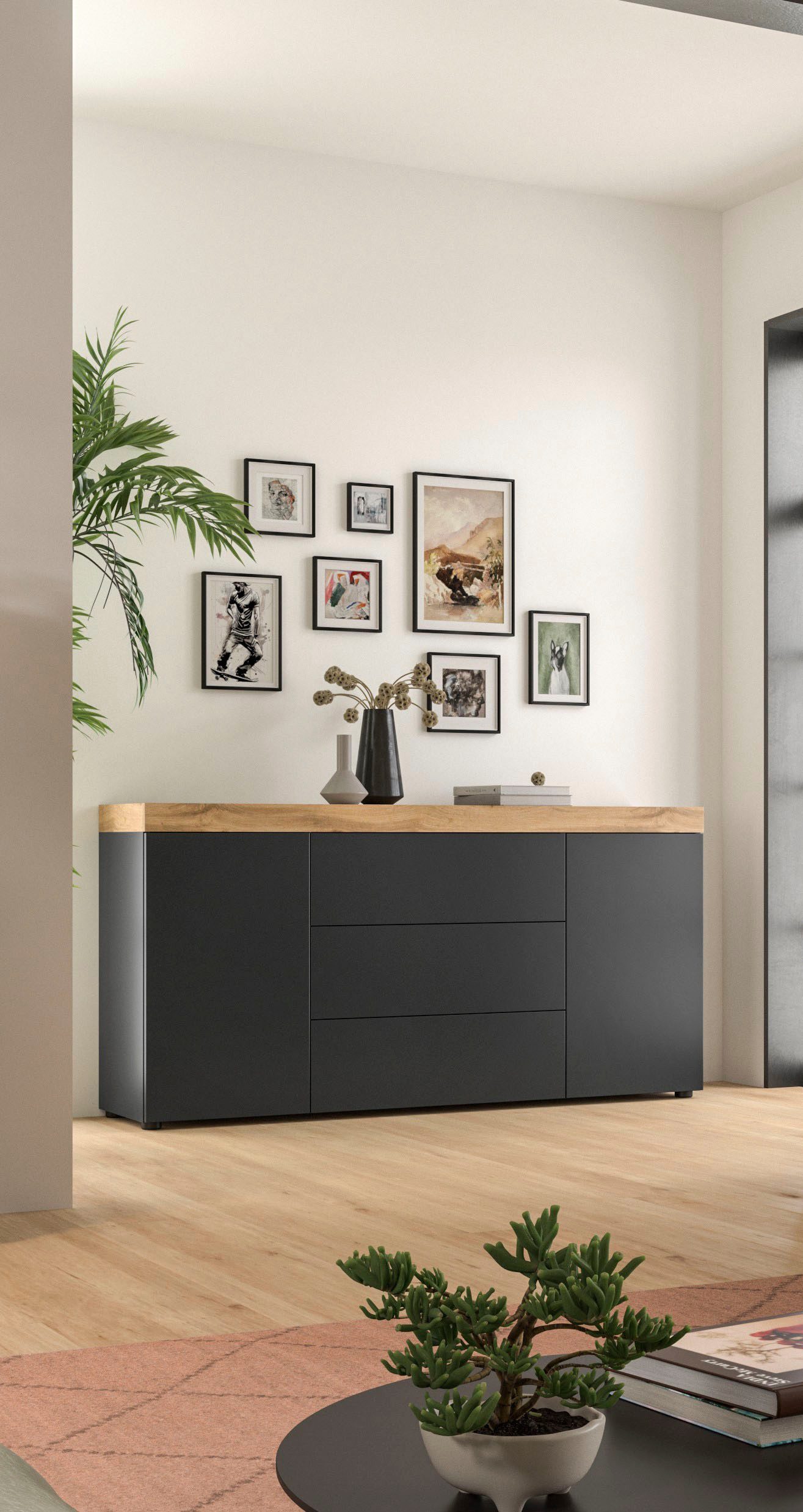OTTO home Sideboard MAMBO, TOPSELLER!, Breite 160cm, 2 Türen, 3 Schubkästen, push-2-open (1 St., 2 farbige Ausführung, in verschiedenen Farben erhältlich), Kommode, Anrichte, Wohnzimmer, Schlafzimmer