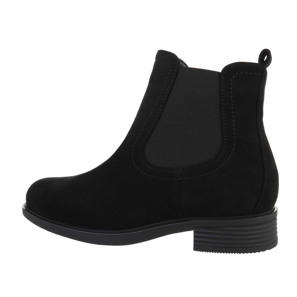 Ital-Design Damen Chelsea Elegant Stiefelette Blockabsatz Chelsea Boots in Schwarz