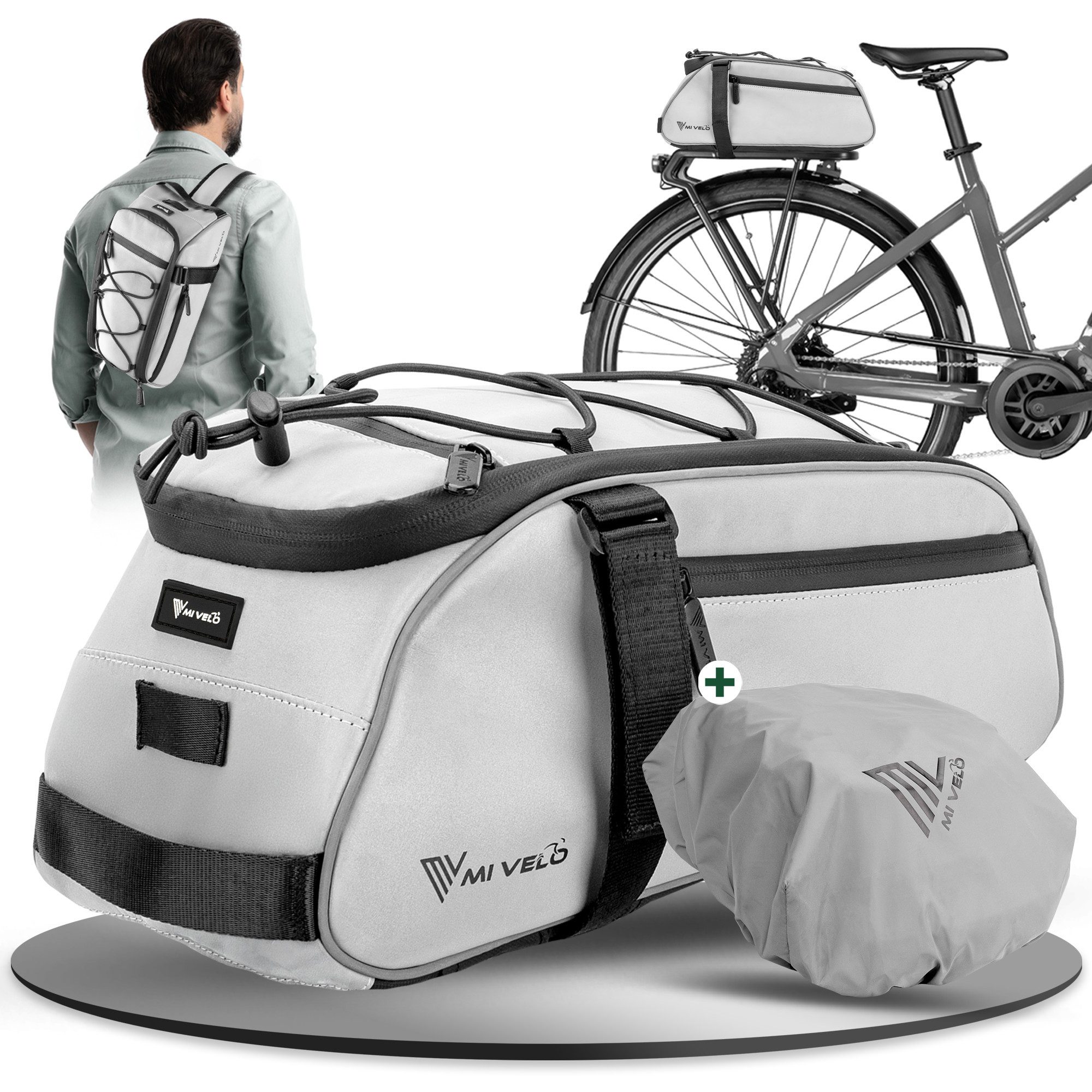 MIVELO Fahrradtasche Gepäckträgertasche mit Schulter- Rückenriemen