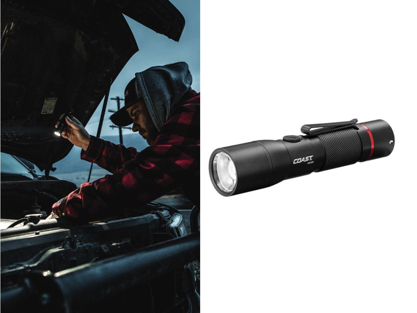 coast LED Taschenlampe, Extrem helle, starke taktische Leuchte mit Halteclip - 340 Lumen