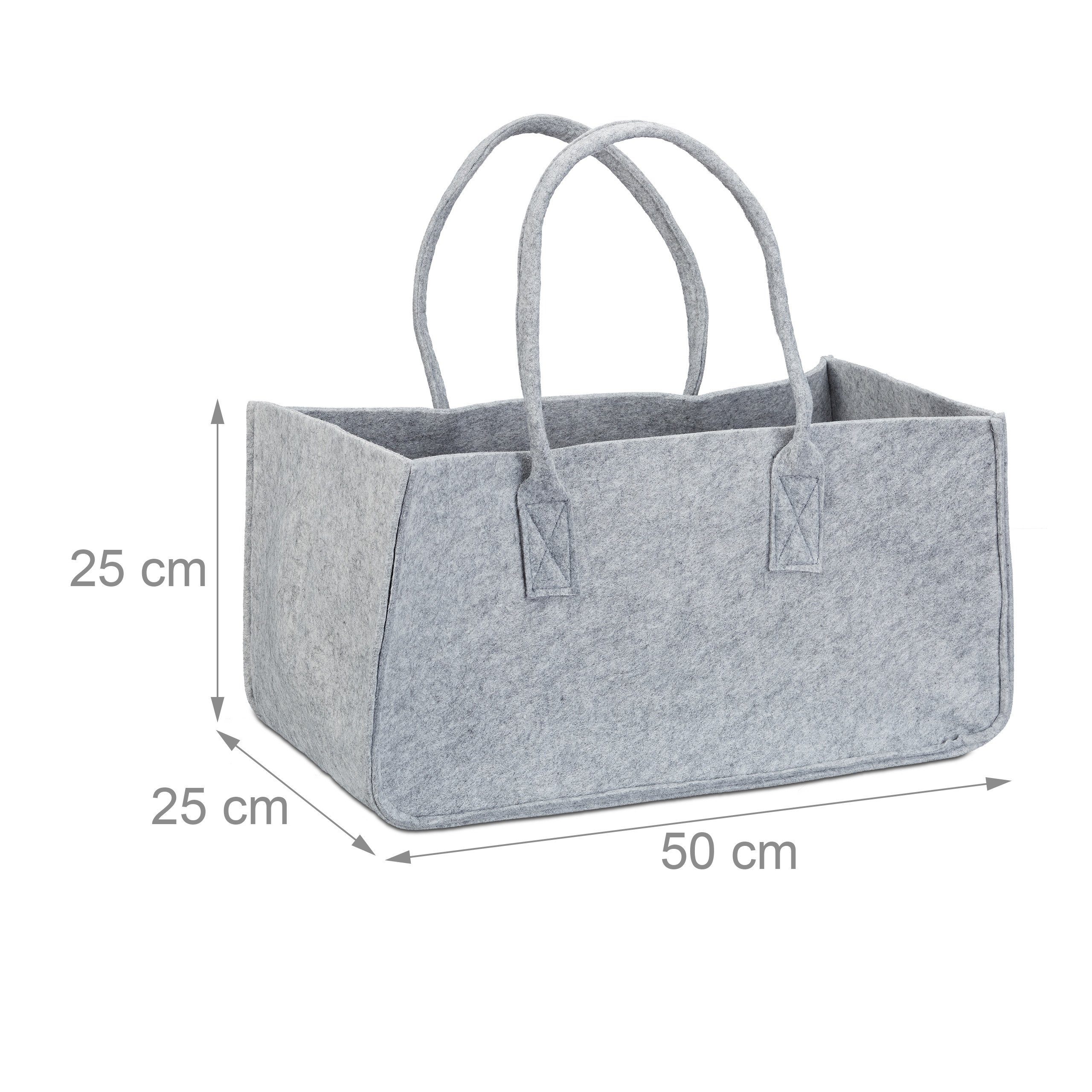 Holztragetasche grau 2 aus Kaminholztasche x relaxdays Filz