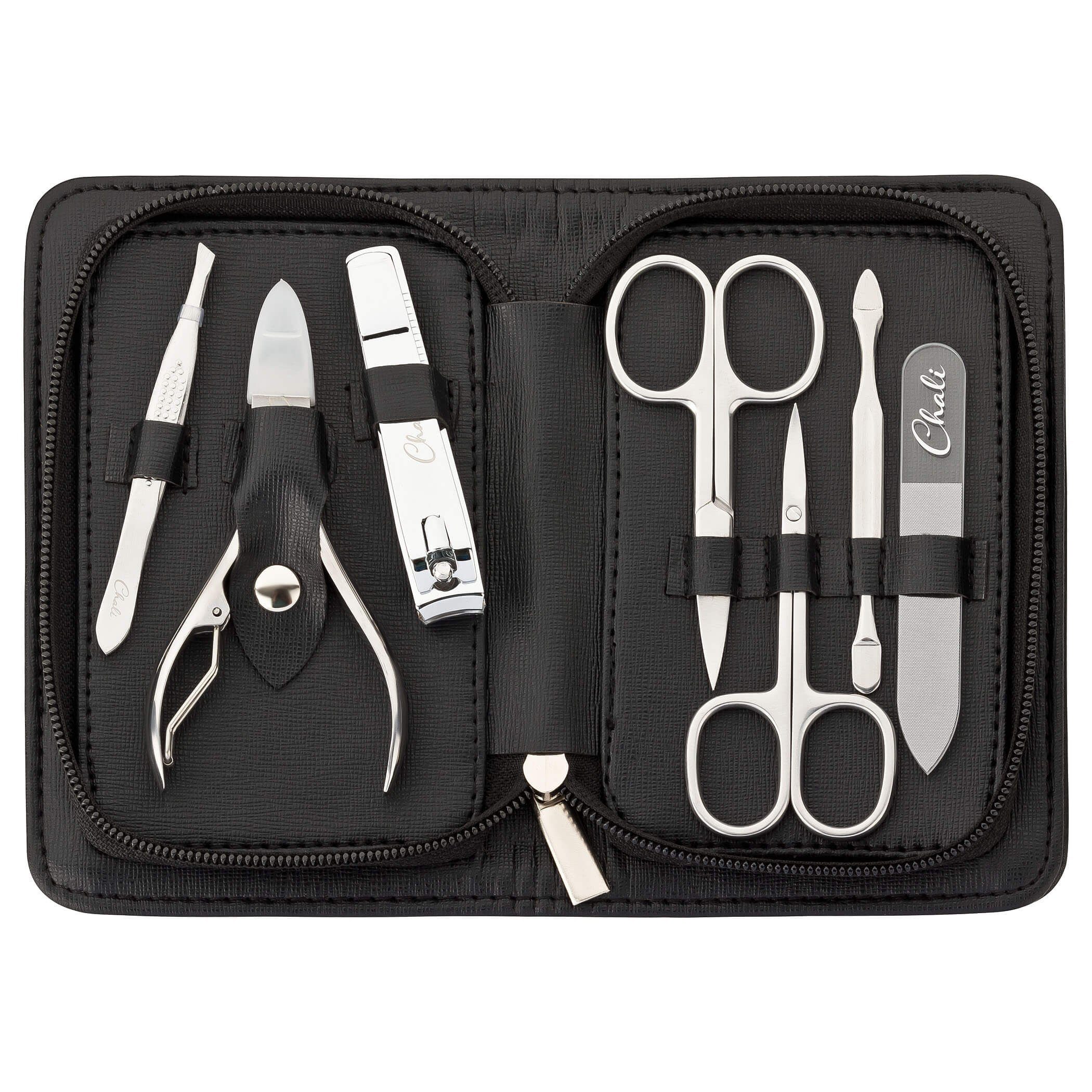 Chali Maniküre-Pediküre-Set Nagel Set 7-tlg. mit Etui - Edelstahl Maniküre / Pediküre Set, 7-tlg., Nagel Set 7-tlg., Etui mit Reißverschluss