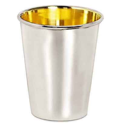 Brillibrum Becher Design Trinkbecher versilbert innen Goldoptik Silberbecher hält Getränke länger kühl Geschenkidee Becher glatt Silber poliert Becher Gold Glas