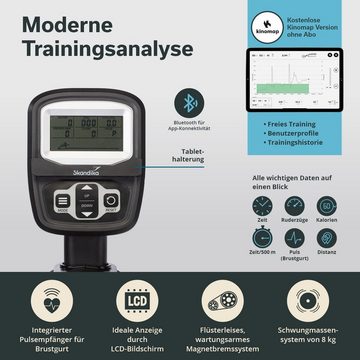 Skandika Rudergerät Munin, klappbar, 16-stufiger Magnetwiderstand, 8 kg Schwungmassensystem