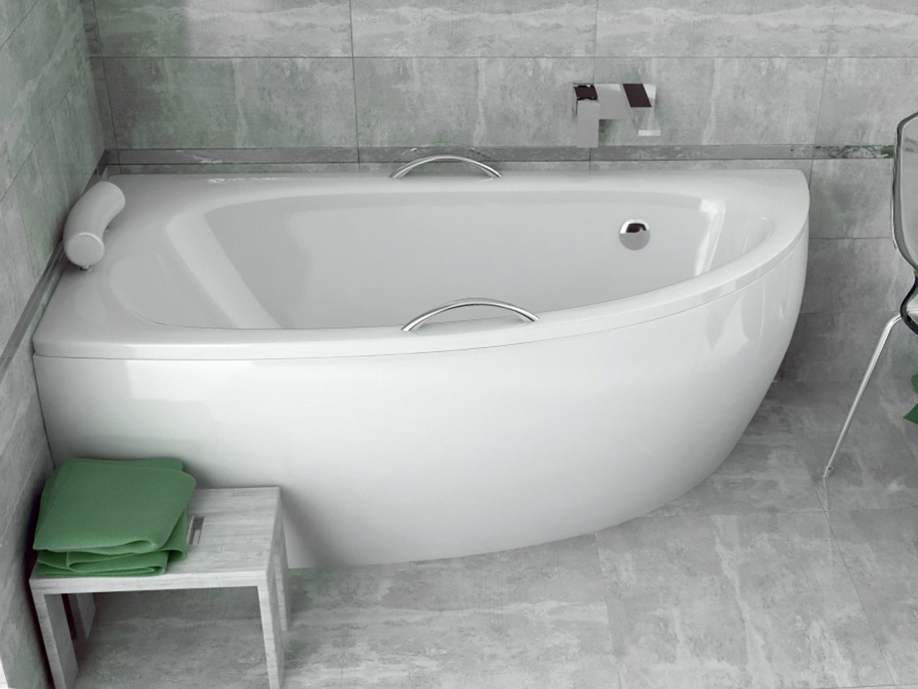 Thumbnail - KOLMAN Badewanne Eckbadewanne Milena Premium 150x70, (Kopfstütze Handgriffen Links/Rechts), Ablaufgarnitur & Füße GRATIS