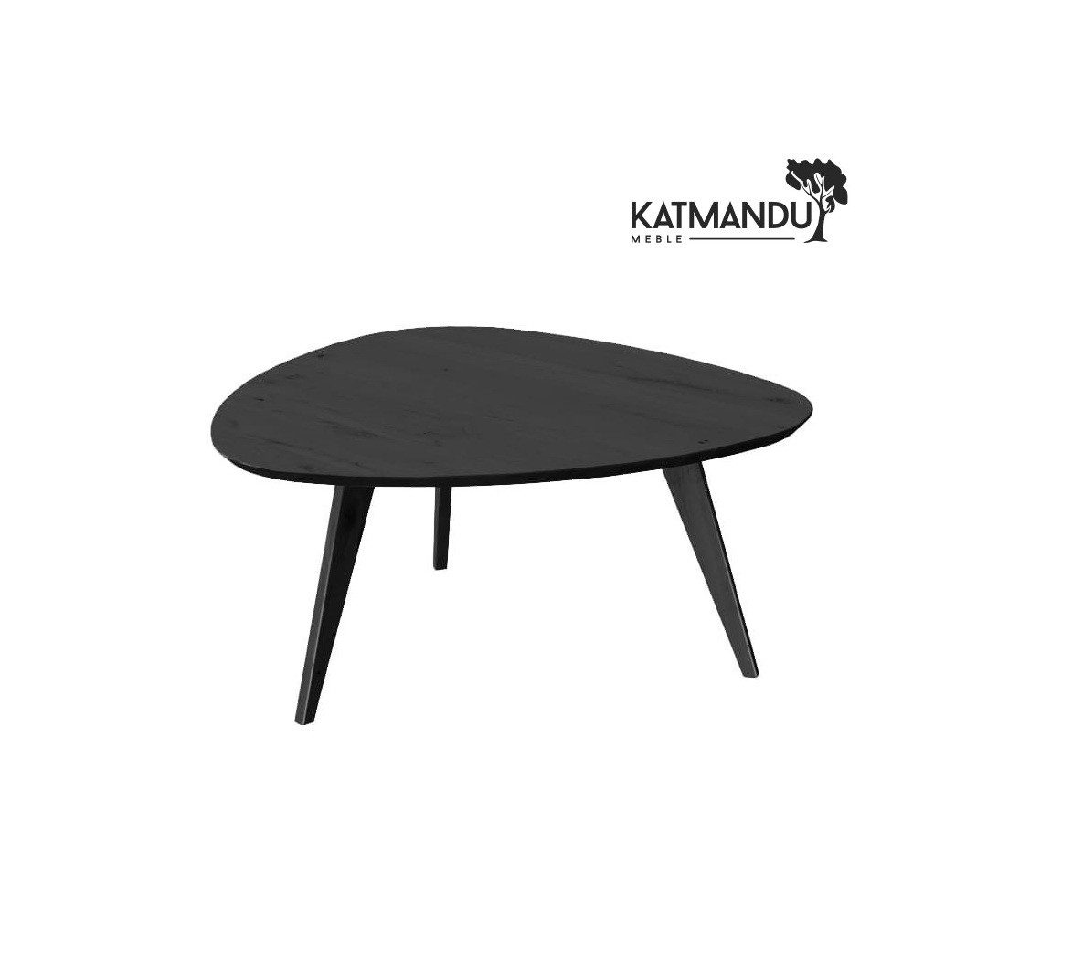 Katmandu Couchtisch Orbetello ovaler Couchtisch Schwarz 95x96 cm – Eichenholz Wohnzimmerti (1-St), Massivholz hochwertig verarbeitet