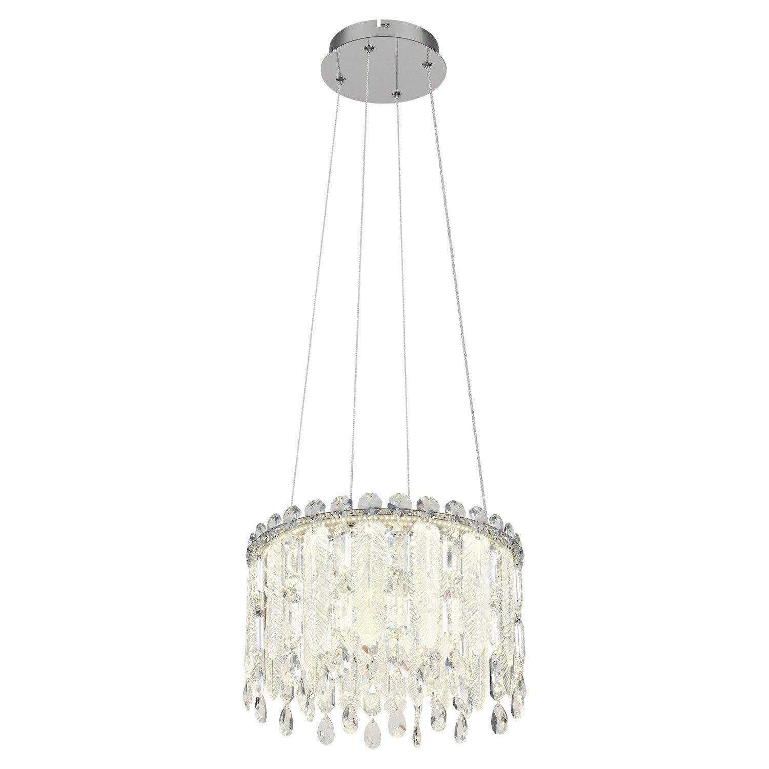GLOBO LIGHTING LED Pendelleuchte KLUNKA, Ø 39,5 x H 120 cm, 1-flammig, Chromfarben, Dimmbar, Anpassung der Farbtemperatur, Memoryfunktion, LED fest integriert, Extra-Warmweiß, Neutralweiß, Tageslichtweiß, Transparent, Metall, Lampenschirm aus Glas, Fernbedienung