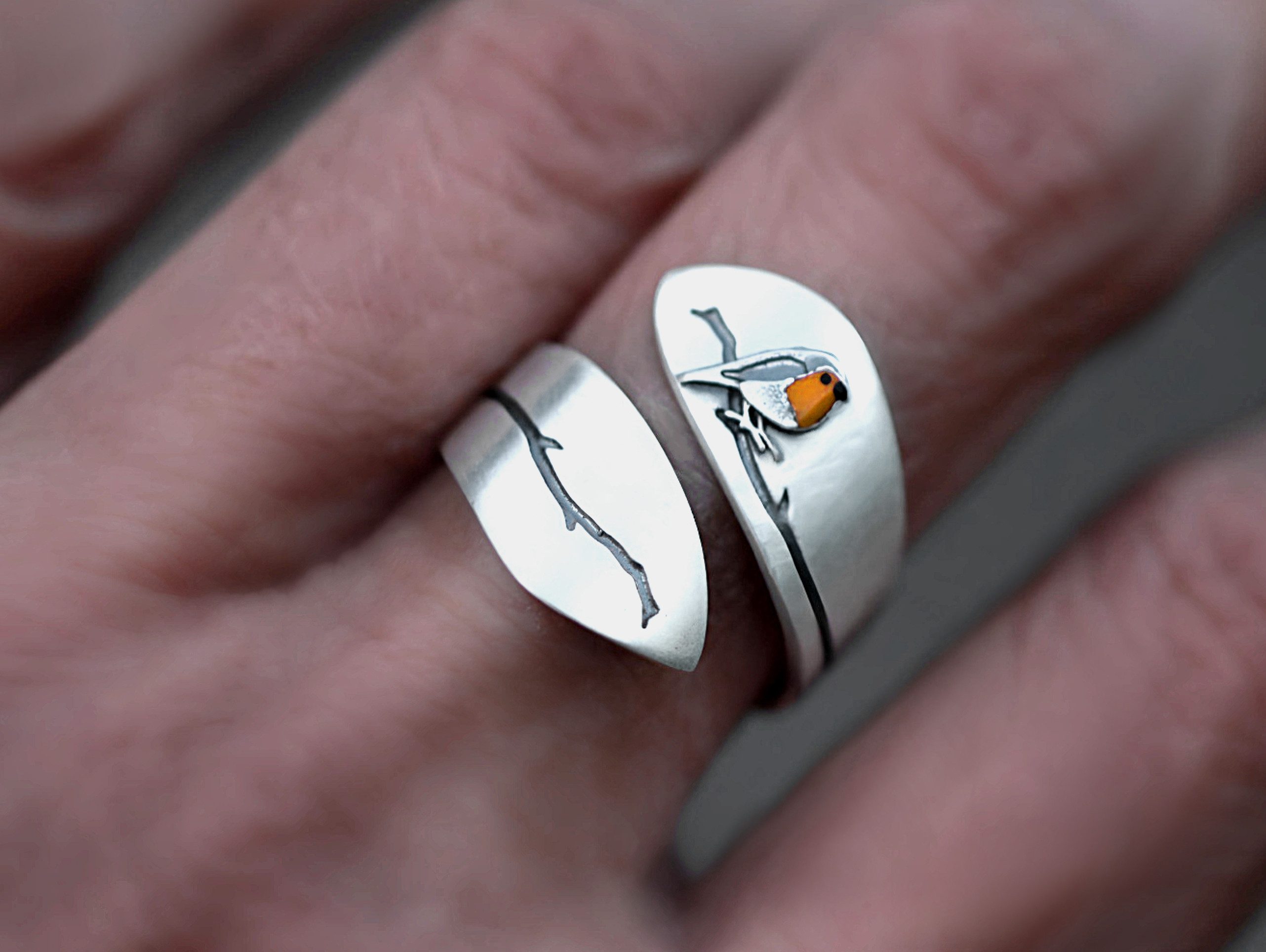 Villa Sorgenfrei Schmuckmanufaktur Silberring Rotkehlchen Spiralring 925 Si günstig online kaufen