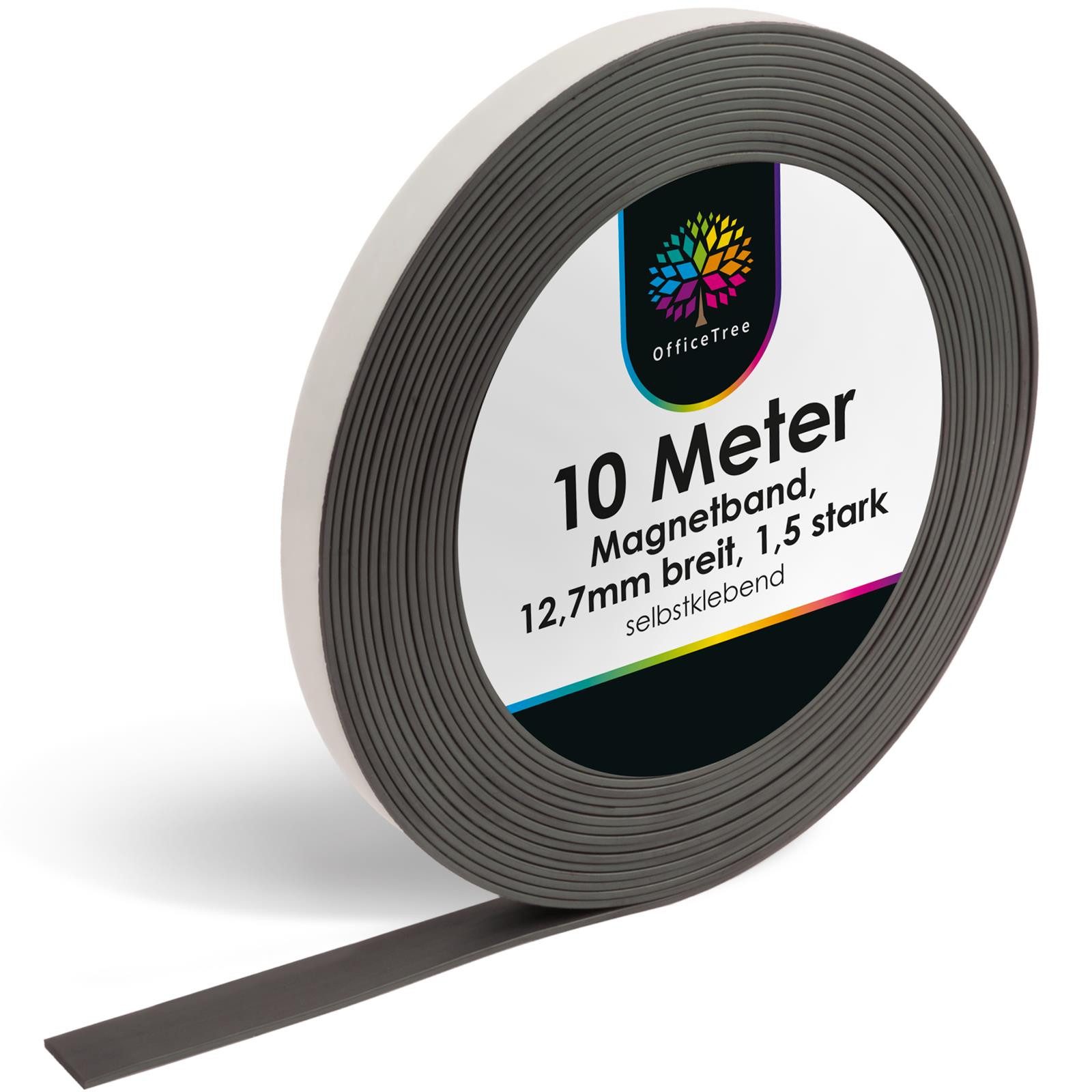 OfficeTree Magnet OfficeTree Magnetband - 10 m - selbstklebend, selbstklebend für sichere Magnetisierung von Plakaten Fotos Papier