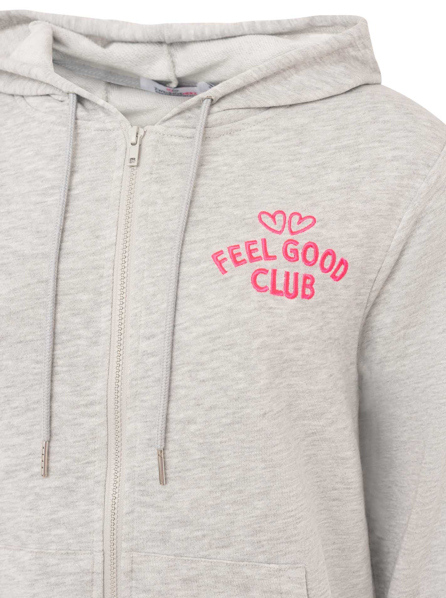 Zwillingsherz Kapuzensweatjacke "Feel Good Club" Kapuze, zum Binden, Taschen, kleine Stickerei vorne