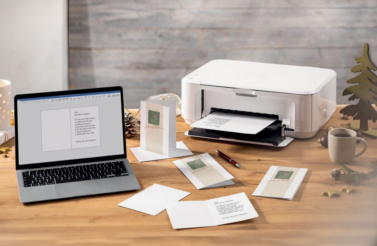 Sigel Designpapier Weihnachtskarte A6 (A5) 250g 10+10 Stück Christmas with apples