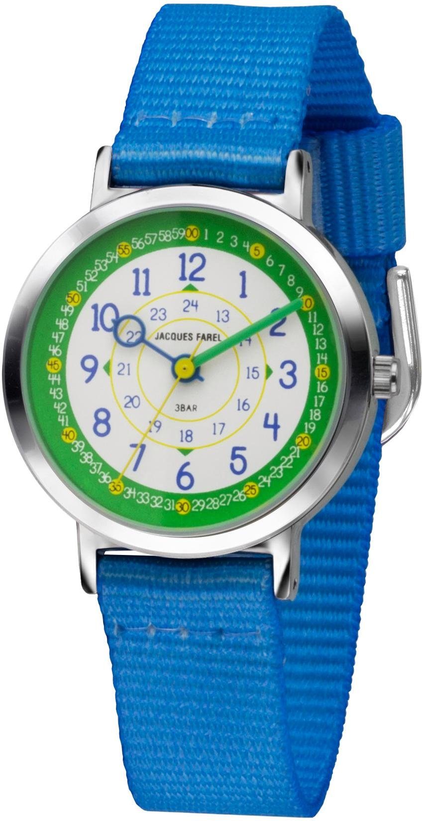 Jacques Farel Quarzuhr Happy Learning, Lernuhr, KOP 03, Armbanduhr, Kinderuhr, Lernuhr, Geschenkidee, Schulanfang, Geburtstag