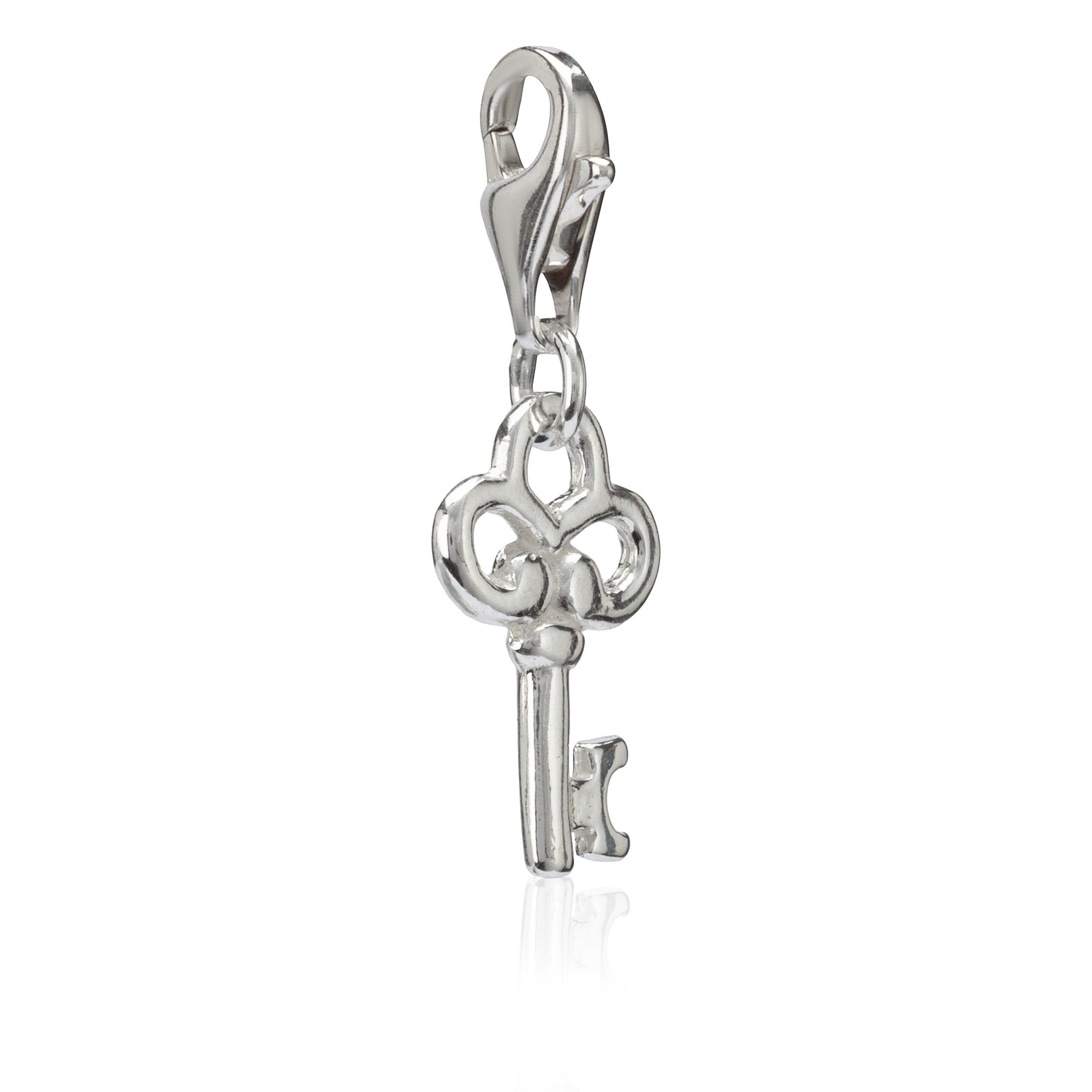 Charm-Einhänger Damen Schlüssel 925 Silber 16x10mm Motiv Amulett