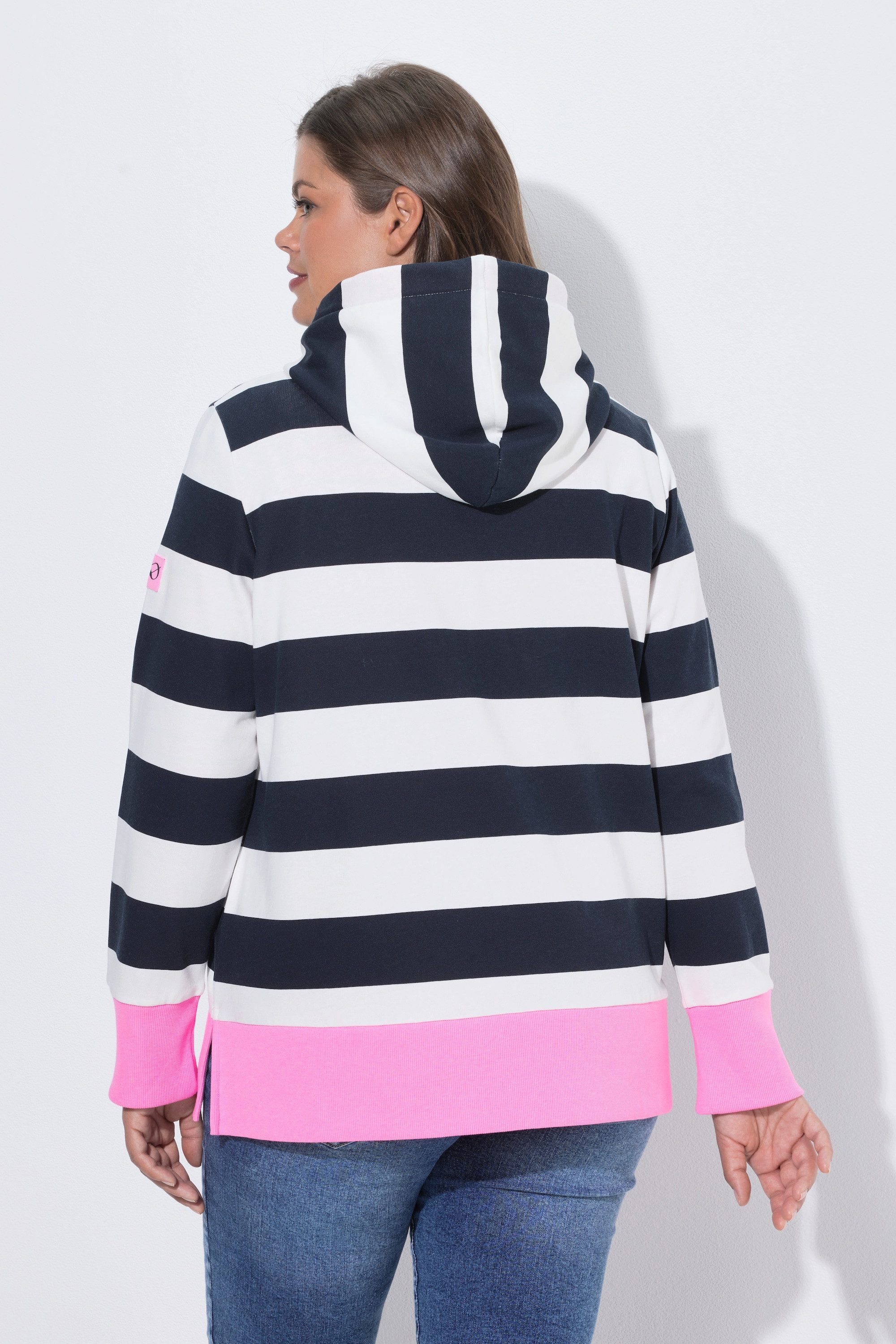 Laurasøn Sweatshirt Ringel-Sweatshirt mit Farbakzenten Kapuze Langarm – Bild 3 von 4