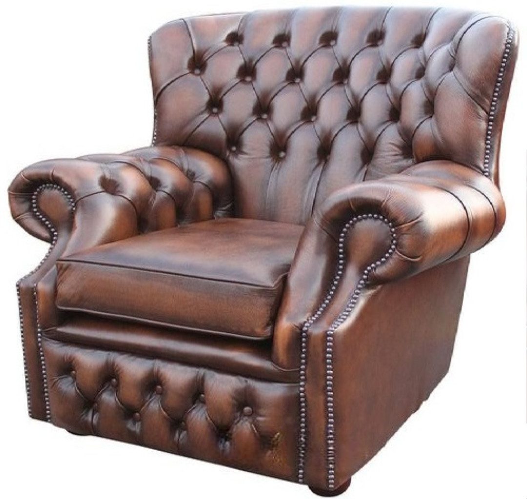 Xlmoebel Chesterfield-Sessel Designer Fernsehsessel aus dunkelbraunem Leder im Chesterfield-Stil (Ohrensessel (1 Sitzer), Hergestellt in Europa