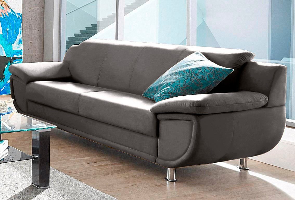 TRENDMANUFAKTUR 3-Sitzer Rondo 207 cm, 3-Sitzer, komfortabel, Federkern optional, Chromfüße, wahlweise mit Federkern, pflegeleichte Bezügen, Unser Dauertiefprei – Bild 2 von 5