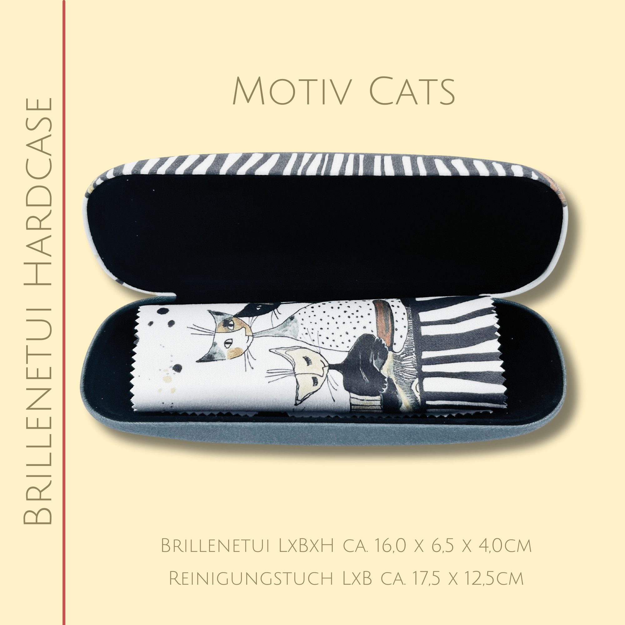 Fridolin Brillenetui Brillenetui Hardcase mit Stoffbezug und Reinigungstuch aus Mikrofaser