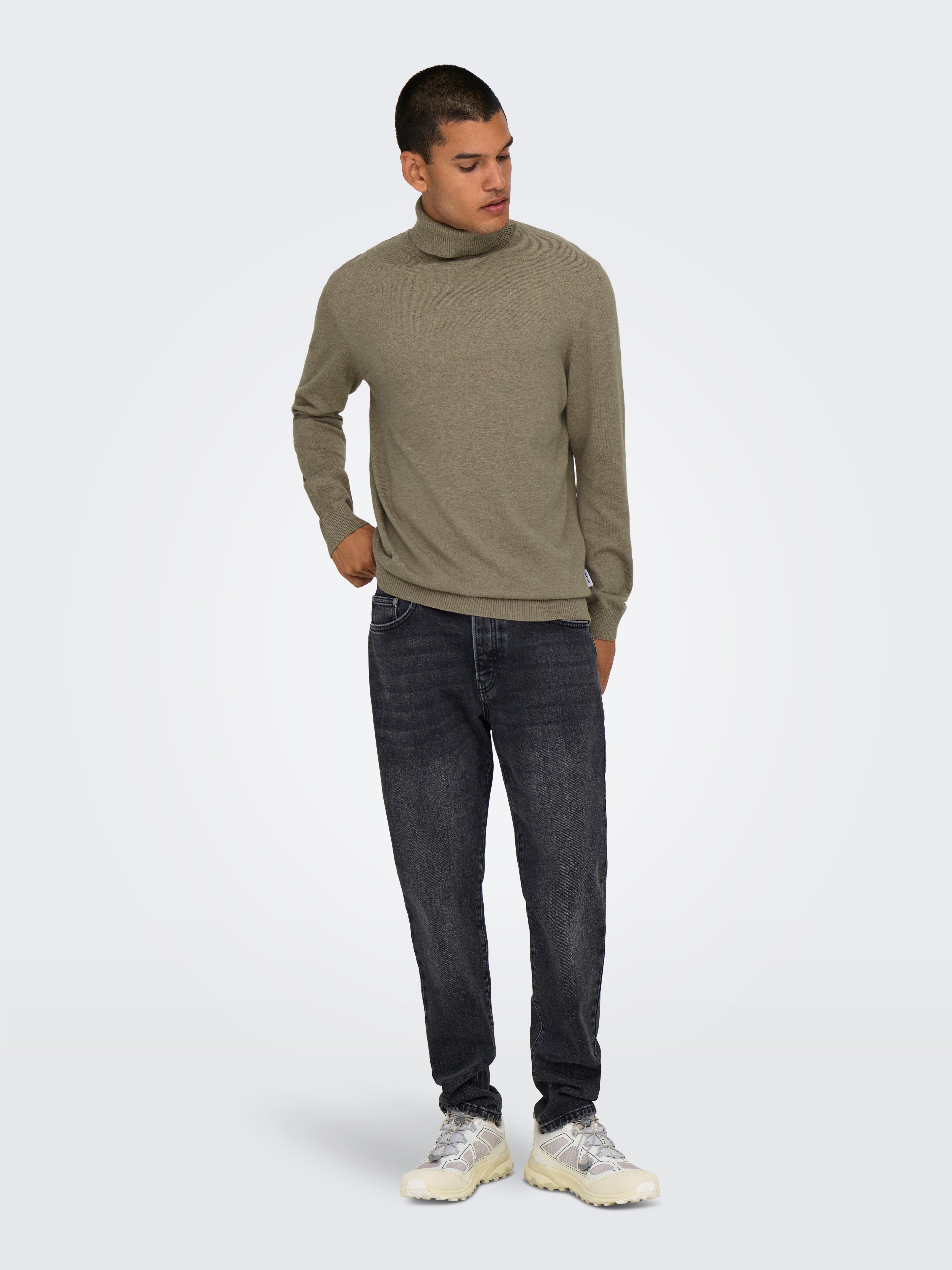 ONLY & SONS Stehkragenpullover ONSLOUI REG 12 MEL ROLL KNIT NOOS