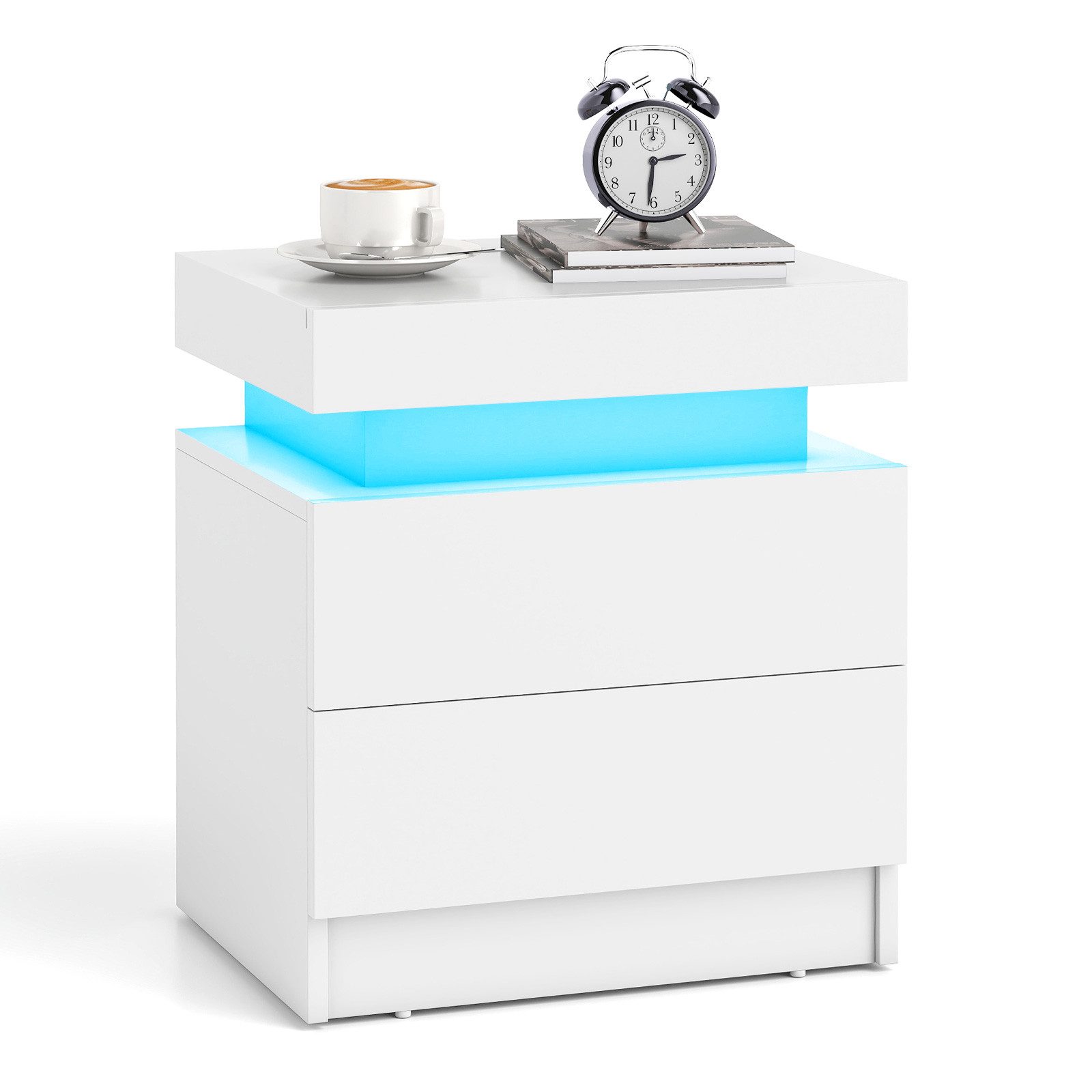 COSTWAY Nachttisch (1-St), LED, mit 2 Schubladen&Fernbedienung, weiß günstig online kaufen