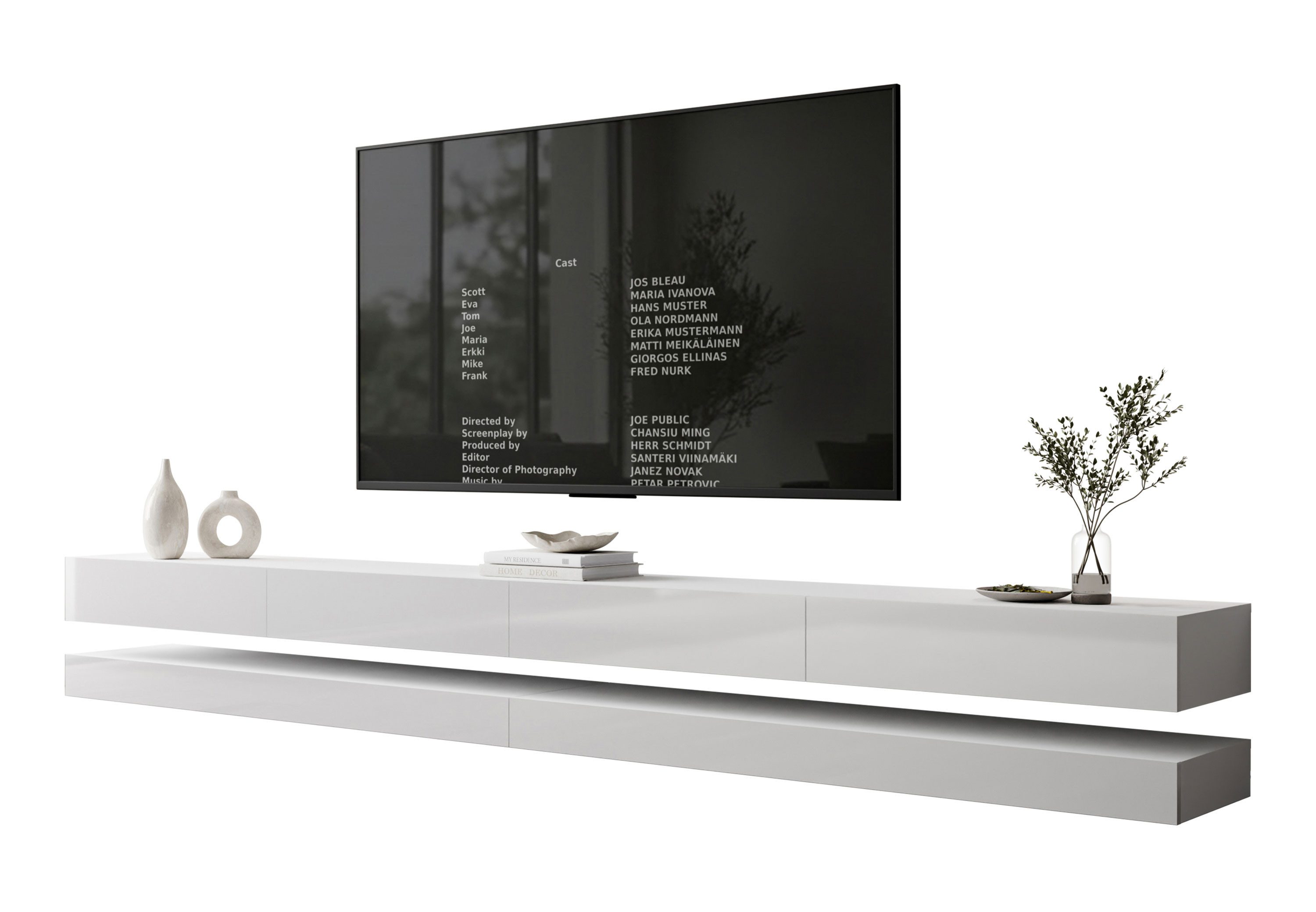 Lookway TV-Schrank SKY 280 cm mit LED-Beleuchtung (2x Tv-Schrank) 280x34x25 cm