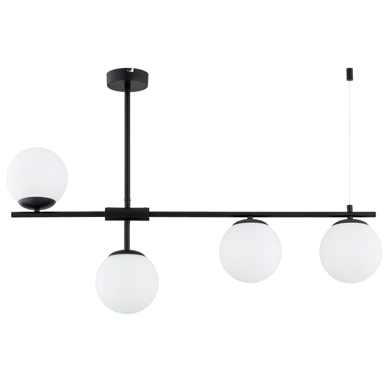Licht-Erlebnisse Deckenleuchte GALALO, ohne Leuchtmittel, Metall Glas E14 Schwarz Weiß 4-flammig Kugelschirm Modern