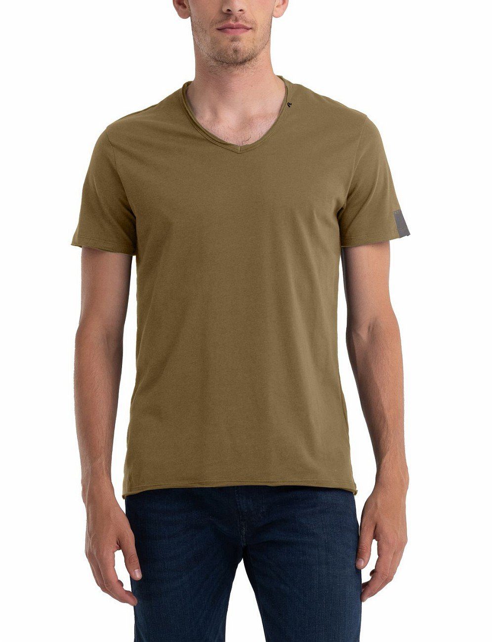 Replay T-Shirt 238 JERSEY BASIC Green Baumwolle Army aus (1-tlg) 100