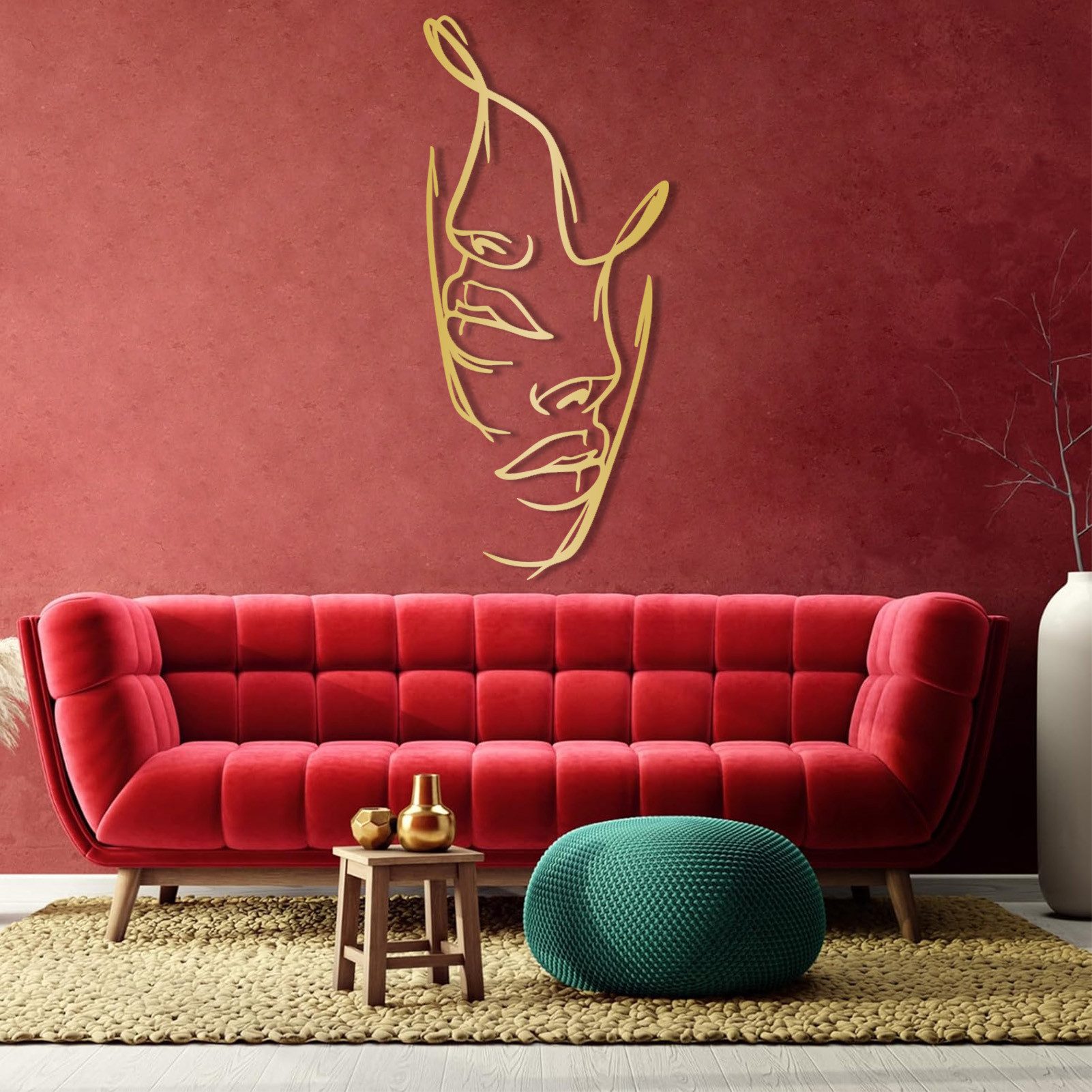 Jumpeak Wanddekoobjekt Gesicht Metall Wanddekoration, Linie günstig online kaufen