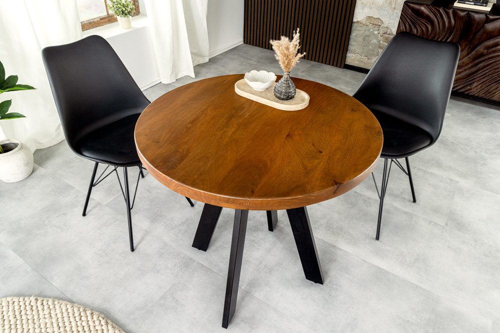 riess-ambiente Esstisch IRON CRAFT 80cm braun/schwarz - Mango-Massivholz, Metall, Lack, rund (Einzelartikel, 1-St), Industrial Design & bis zu 3 Personen - idea – Bild 5 von 5