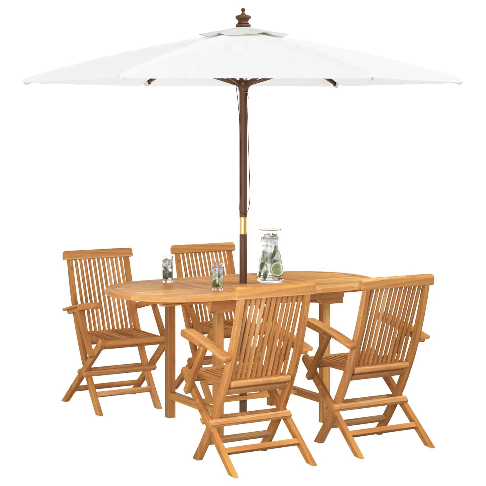 vidaXL Gartentisch Garten Essgruppe 5 Stk. Braun Massivholz (5-St)