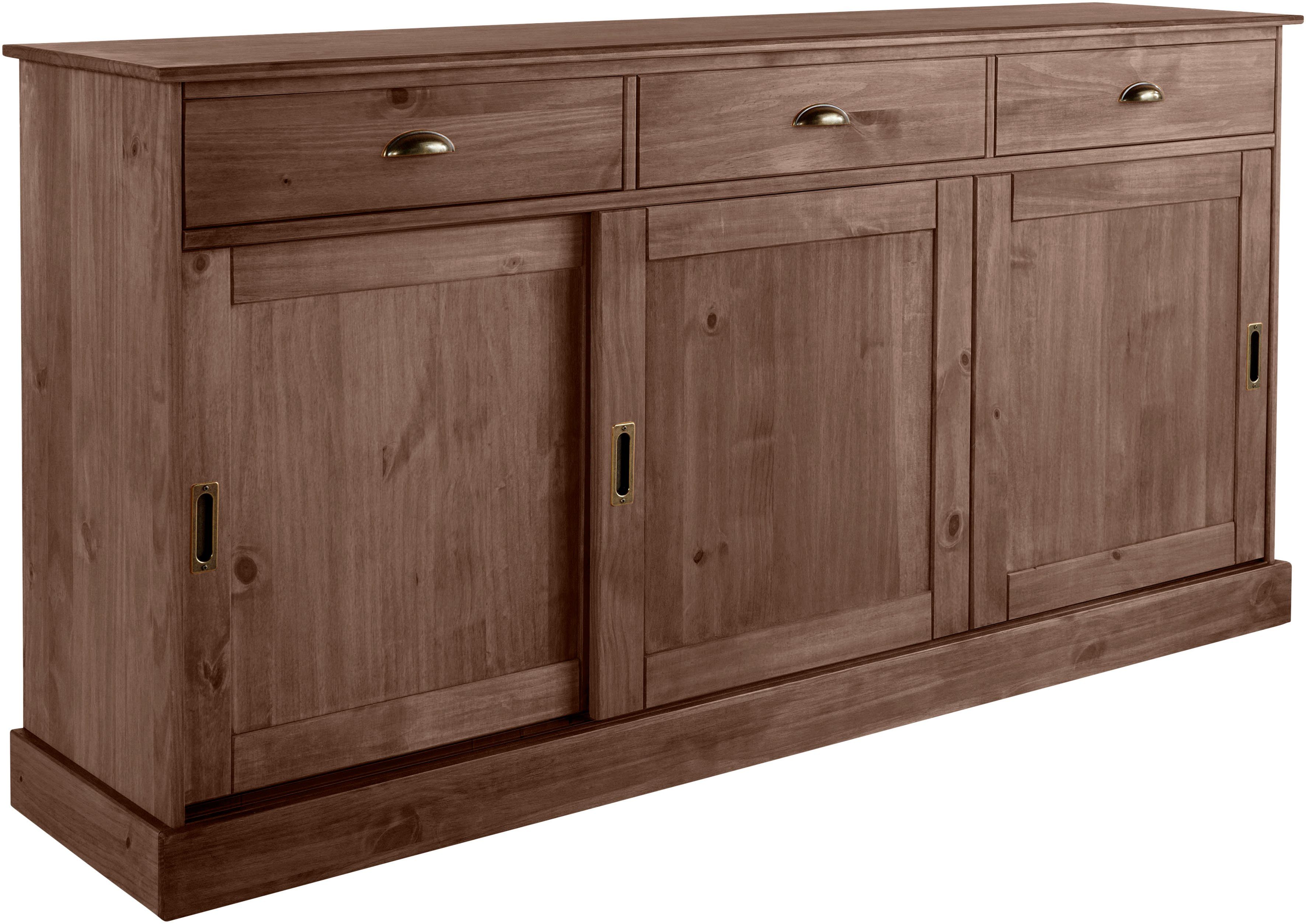 OTTO home Sideboard Schröder, Kommode, 3 Schiebetüren, 3 Schubkasten, aus massivem Kiefernholz