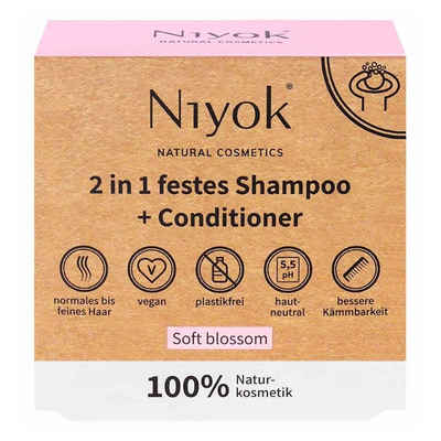 Niyok Festes Haarshampoo 2in1 festes Shampoo+Conditioner - Soft blossom 80g