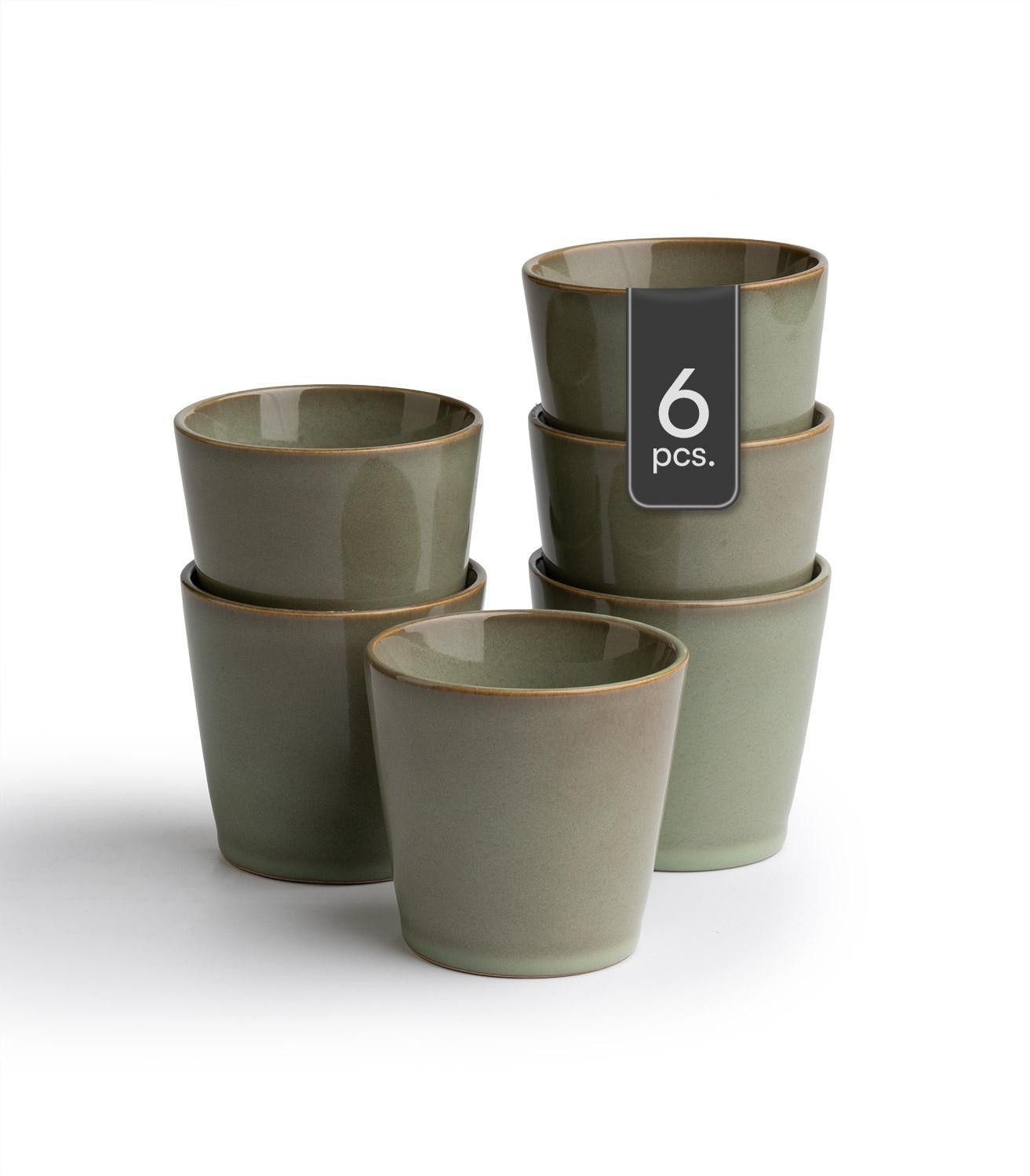 HIT Trading Кружки Чашки PASTI, 200 ml, Mintgrün, Braun, Steingut, mit Reaktivglasur, spülmaschinengeeignet