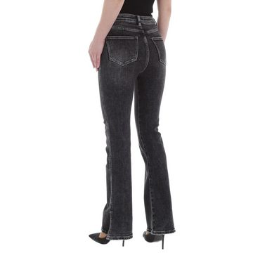 Ital-Design Bootcut-Jeans Damen Freizeit Used-Look Stretch Bootcut Jeans in Schwarz